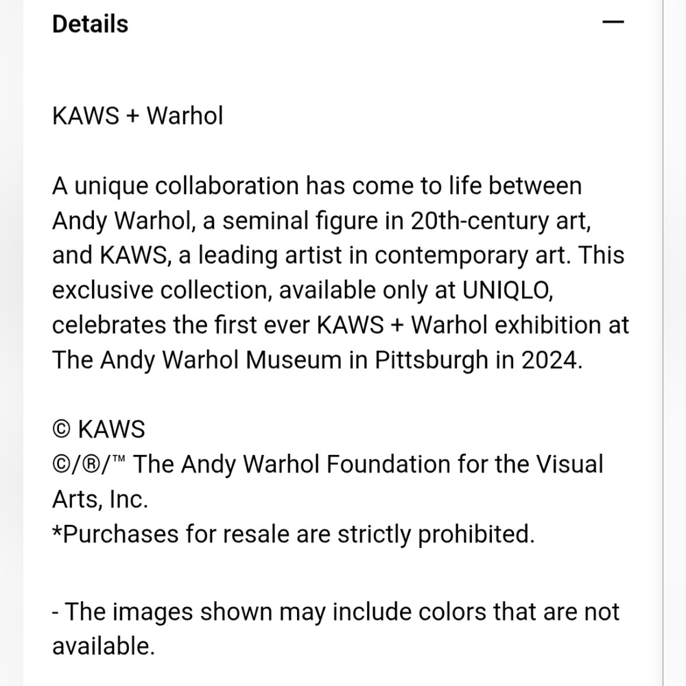 Uniqlo KAWS + Andy Warhol T-shirt, NWT - Picture 5 of 10